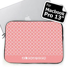 Custom Name Pink Quatrefoil Macbook Pro 13 Sleeve (2015)