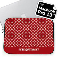 Custom Name Red Quatrefoil Macbook Pro 13 Sleeve (2015)