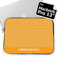 Custom Name Orange Quatrefoil Macbook Pro 13 Sleeve (2015)