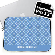 Custom Name Blue Quatrefoil Macbook Pro 13 Sleeve (2015)