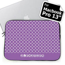 Custom Name Lavender Quatrefoil Macbook Pro 13 Sleeve (2015)