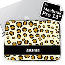 Custom Name Leopard Pattern Macbook Pro 13 Sleeve (2015)
