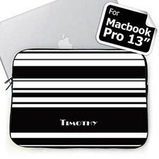 Custom Name Black Stripes Macbook Pro 13 Sleeve (2015)