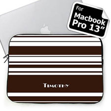 Custom Name Chocolate Stripes Macbook Pro 13 Sleeve (2015)