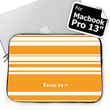 Custom Name Orange Stripes Macbook Pro 13 Sleeve (2015)