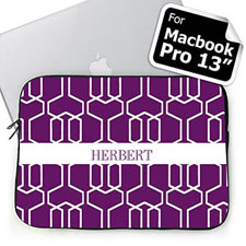 Custom Name Purple Trellis Macbook Pro 13 Sleeve (2015)