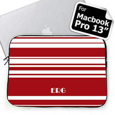Custom Initials Red Stripes Macbook Pro 13 Sleeve (2015)