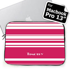 Personalized Name Hot Pink Stripes Macbook Pro 13 Sleeve (2015)