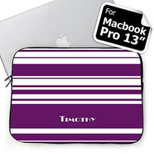 Personalized Name Purple Stripes Macbook Pro 13 Sleeve (2015)
