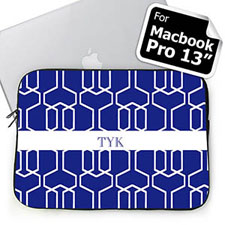 Custom Initials Blue Trellis Macbook Pro 13 Sleeve (2015)