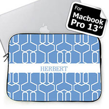 Custom Name Sky Blue Trellis Macbook Pro 13 Sleeve (2015)