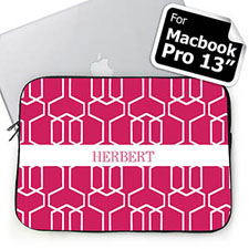 Custom Name Hot Pink Trellis Macbook Pro 13 Sleeve (2015)
