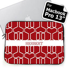 Custom Name Red Trellis Macbook Pro 13 Sleeve (2015)