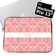 Custom Initials Pink Trellis Macbook Pro 13 Sleeve (2015)