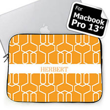Custom Name Orange Trellis Macbook Pro 13 Sleeve (2015)
