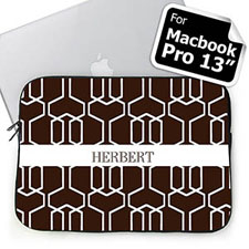 Custom Name Chocolate Trellis Macbook Pro 13 Sleeve (2015)
