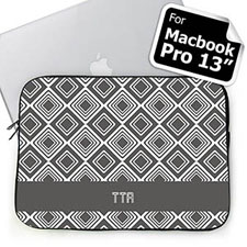 Custom Initials Grey Diamonds Macbook Pro 13 Sleeve (2015)