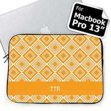 Custom Initials Orange Diamonds Macbook Pro 13 Sleeve (2015)