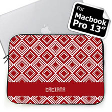 Custom Name Red Diamonds Macbook Pro 13 Sleeve (2015)
