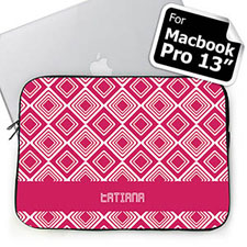 Custom Name Hot Pink Diamonds Macbook Pro 13 Sleeve (2015)