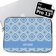 Custom Name Sky Blue Diamonds Macbook Pro 13 Sleeve (2015)