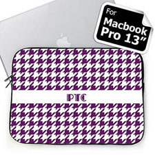 Custom Initials Purple Hounds Tooth Macbook Pro 13 Sleeve (2015)
