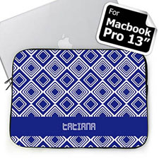 Custom Name Blue Diamonds Macbook Pro 13 Sleeve (2015)