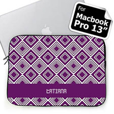 Custom Name Purple Diamonds Macbook Pro 13 Sleeve (2015)