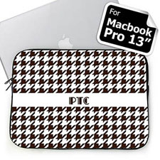 Personalized Initials Chocolate Hounds Tooth Macbook Pro 13 Sleeve (2015)