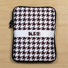 Personalized Initial Chocolate Hounds Tooth Ipad Sleeve