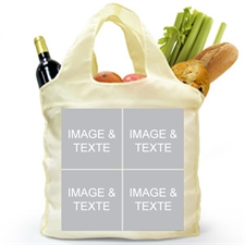Personalized Both Sides 4 Collage Folded Shopper Bag, Classic