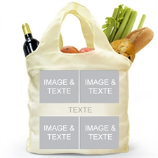 Custom Front And Back 4 Collage Folded Shopper Bag, Snapshots