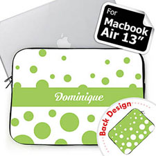 Customize 2 Sides Personalized Initials Lime Retro Circles Macbook Air 13 Sleeve
