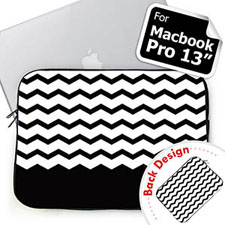 Custom 2 Sides Personalized Name Black Chevron Macbook Pro 13 Sleeve (2015)