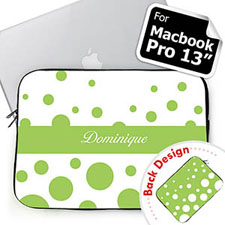 Customize 2 Sides Personalized Initials Lime Retro Circles Macbook Pro 13 Sleeve (2015)