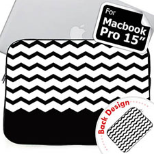 Personalized 2 Sides Personalized Name Black Chevron Macbook Pro 15 Sleeve (2015)