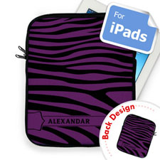 Custom Front And Back Purple Zebra Pattern Ipad Sleeve