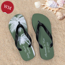 Create My Own Personalized Wedding Palm Tree Women Medium Flip Flop Sandals