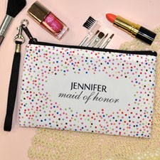 Personalized Colorful Confetti Dots For Bridal Shower Wristlet Bag (Medium Inch)