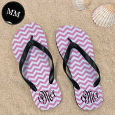 Design My Own Pink Chevron Pattern With Personalized Name, Men Medium Flip Flop Sandals