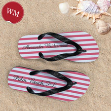 Design My Own Carol White Stripes Custom Name, Women's Medium Flip Flop Sandals