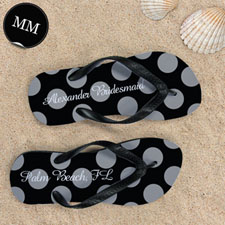 Design My Own Customizable Black Polka Dot ,Men's Medium Flip Flop Sandals