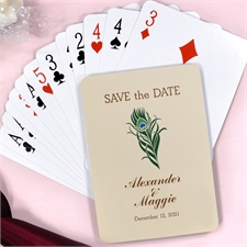 Peacock Feather Save The Date Playing Cards