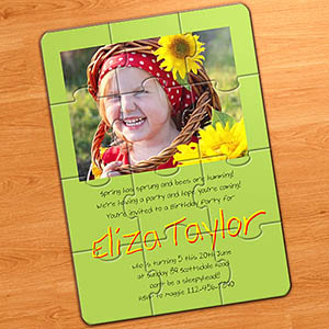 Easter Green Photo Puzzle Invitation, 5x7
