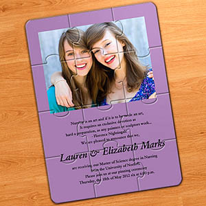 Easter Purple Photo Puzzle Invitation, 5x7