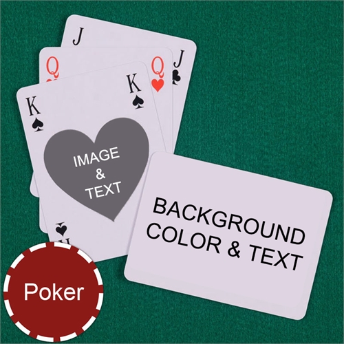 Poker Size Heart Bridge Style Personalized Message Custom 2 Sides Landscape Back