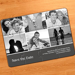 Save the Dates, Grey 6 Photo Collage