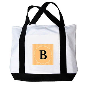 Your Letter Custom Orange Monogram Canvas Bag, Black