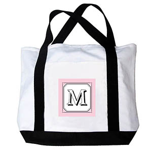 Personalized Simply Pink Monogram Canvas Bag, Black