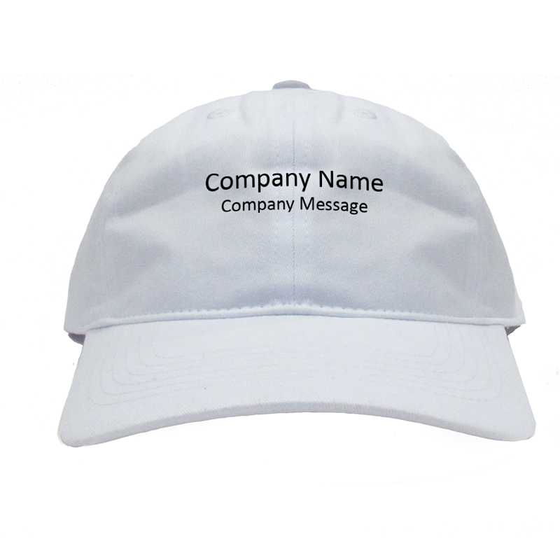 Custom Company Name and Message White Baseball Cap